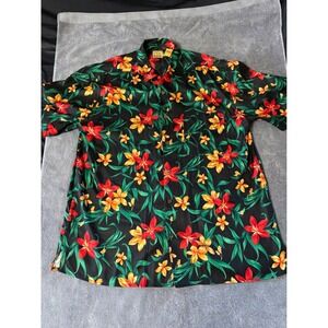 Jos A Bank Mens Silk Tropical floral  Hawaiian Camp Shirt  XL Short Sleeve